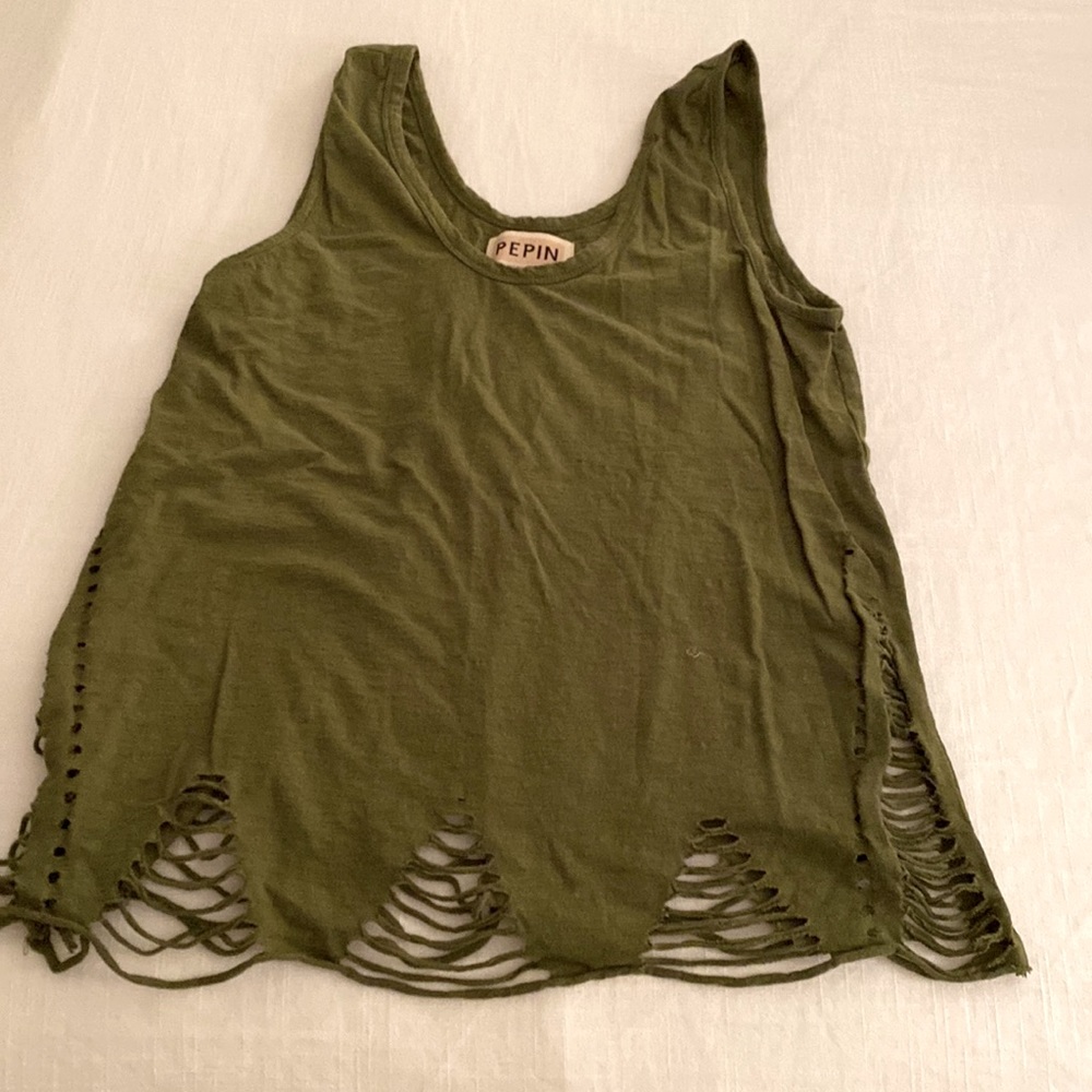 Pepin ripped green tank Anthro